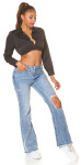 Sexy Bootcut Highwaist Jeans mit Cut-outs denimblue