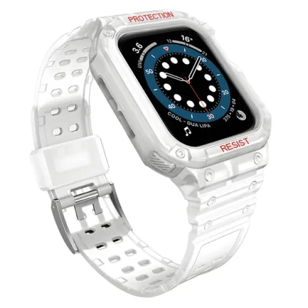 Hurtel Apple Watch 42/44/45 mm transparentný / Ochranný kryt s remienkom / zosilnené prevedenie