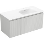 MEXEN/S - Rivel kúpeľňová skrinka 100 cm s umývadlom Vela pravá, 1S, 1D, reliéf, šedá mat/biela mat 91A23-10047-3-BBFF62-W23P01