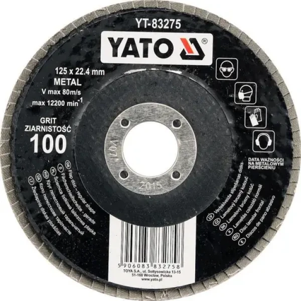 YATO Lamelový brúsny kotúč 125x22,4 mm P36 / Brúsny kotúč / Na kov