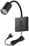Immax PUNTO čierna / Flexibilné nástenné svietidlo / GU10 / 9W / USB / vypínač (08295L)