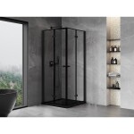 MEXEN/S - Mist-F Duo sprchovací kút skladacie dvere 100 x 100, čierna okraj, čierna 8A6-100L-100P-70-70