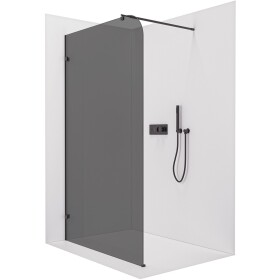 CERANO - Sprchová zástena Walk-in Orbis Round Ľ/P - 8 mm - okrúhla vzpera - čierna matná, grafitové sklo - 110x200 CER-978732