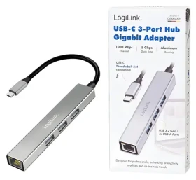 USB hub 3x USB-A + RJ45 Gigabit / USB hub / USB 3.2 / Gigabit Ethernet (UA0461)