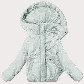 Dámska krátka bunda v svetlej pistáciovej farbe s kapucňou J Style (16M9237-176) odstíny zelené M (38)