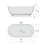 POLYSAN - REDUTA voľne stojaca vaňa liaty mramor 171x81x58cm, biela 71842