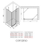 CERANO - Sprchovací kút Marino Ľ/P - 6 mm - chróm, transparentné sklo - 100x100x190 - pántový CER-422781