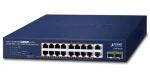 Planet PoE switch 16- Port GE 802.3at / Switch / Unmanaged / 2x GE + 2x SFP uplink / 185W / 19" rack (GSD-2022P)