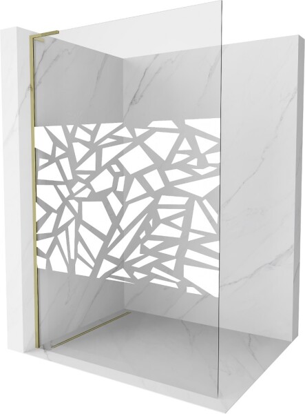 MEXEN/S - Kioto L Sprchová zástena WALK-IN 120 x 200, biely vzor, zlatá - 800-120-103-50-78 800-120-103-50-85