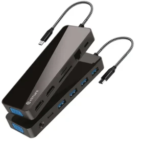 ESTUFF 13-in-1 Mobile Dock čierna / Dokovacia stanica / USB-C / 2x HDMI / VGA / PD 100W (GLB235470)