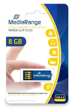 MediaRange Nanostick 8GB modrá / Flash disk / USB-A 2.0 / čítanie 14 MB/s / zápis 4 MB/s (MR975)