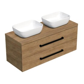 Kúpeľňová skrinka s čiernou úchytkou a krycou doskou SAT Cube Way 120x47,5x46 cm dub Hickory mat CUBE46C1203DH45 CUBE46C1203DH45