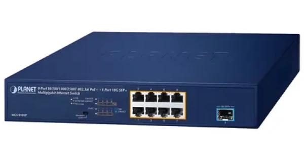 Planet PoE switch 8x1Gb/2,5Gb + 1xSFP+ 10Gb / PoE switch / VLAN / PoE 802.3at / 120W (MGS-910XP)