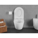 MEXEN/S - Lena Závesná WC misa Rimless Tornado vrátane sedátka s slow slim, duroplast, biela lesk 30220500T