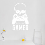 Veselá Stena Samolepka Hardcore Gamer Farba: zelená, Veľkosť: 60 x 36 cm