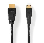 Nedis HDMI kábel s Mini konektorom 2 m čierna / Kábel HDMI / 4K 30 Hz / 10,2 Gbps / Ethernet (CVGB34500BK20)