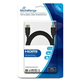 MediaRange 3 m čierna / HDMI kábel / High Speed / 18 Gbit / s / Ethernet / pozlátené konektory (MRCS157)