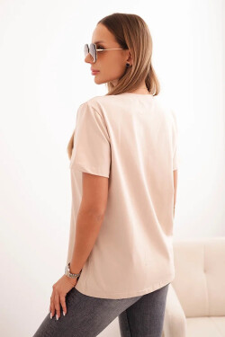 Dámska bavlnená blúzka klasického strihu béžová UNI