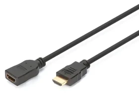 Digitus čierna / HDMI predlžovací kábel s Ethernetom / 2 m / 4K/60Hz / HDMI 2.0 / pozlátené konektory (AK-330201-020-S)