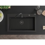MEXEN/S MEXEN/S - Elix granitový drez 1-miska 800 x 500 mm, čierna/strieborná metalík, sifón čierna 6527801005-73-B
