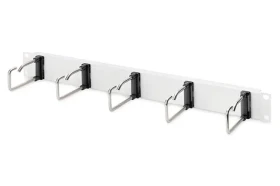 Digitus 19" panel pre správu káblov šedý / Rack príslušenstvo / 1U / 5 káblových ôk / oceľový plech (DN-97666)