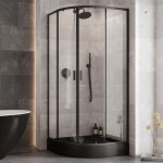 BESCO - Set kút ZARYA BLACK + vanička ALEX STONE EFFECT - FARBA rámu - Čierna, Rozmer A - 90 cm, Rozmer B - 90 cm, Výplň - Číre bezpečnostné sklo - 5 mm OLBZAAL90B