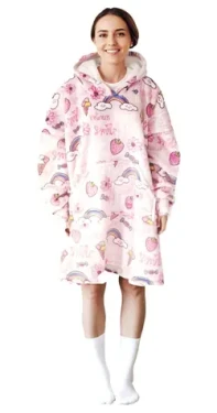 Cozy Noxxiez CH373 Sladkosti potlač - hrejivá televízna mikinová deka s kapucňou pre teenagerov a dospelých (20-CH373)