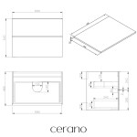 CERANO - Kúpeľňová skrinka Velora - dub medový, úchytka zlatá + doska pod umývadlo Navira Slim - 18 mm - 70x54,8x46,5 CER-664840