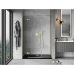 MEXEN/S - Mist-H L sprchové dvere krídlové ľavé 130, transparent, zlatá kartáčovaná 8A5L-130-001-55-00-L