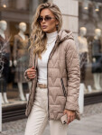 Dámska prešívaná bunda s odnímateľnou kapucňou, béžová, FashionStreet TY5793 M