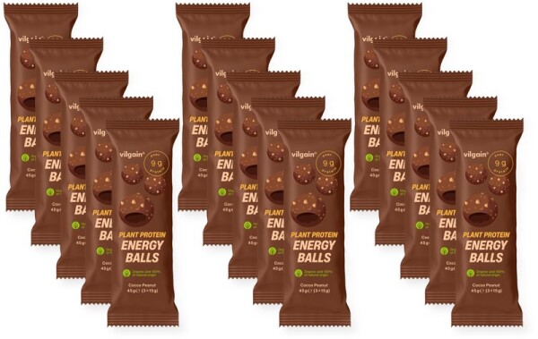 Vilgain Plant Protein Energy Balls BIO – 15× kakao 45 g (3 x 15 g)