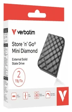Verbatim Diamond SSD 2TB G2 čierna / Externý SSD / USB-C / R: 1000 MB/s / W: 1000 MB/s (100002134906)