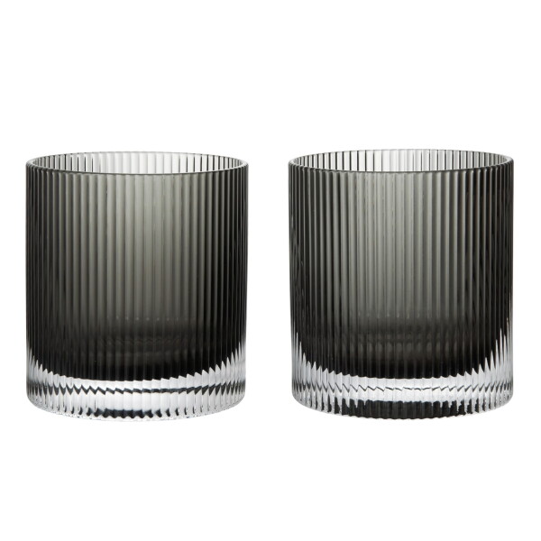 Ferm Living Poháre Ripple Tumbler Smoked Grey – set 2 ks
