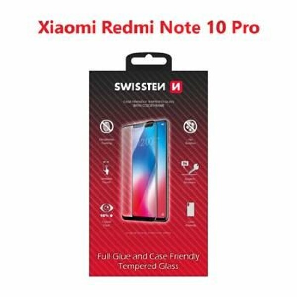 Swissten FULL GLUE COLOR FRAME CASE FRIENDLY sklo pre Xiaomi Redmi Note 10 Pro čierna (54501807)