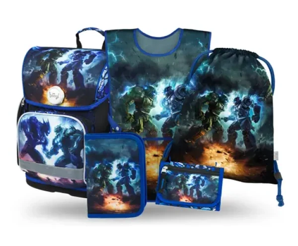 BAAGL SET 5 Ergo Roboti: aktovka, peračník, sáčok, zástera, peňaženka (A-36514)