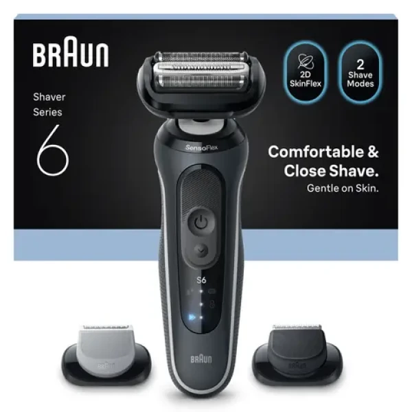 Braun Series 6 62-G1650s čierna / Planžetový holiaci strojček / 60 min prevádzka / vodeodolný / rýchlonabíjanie (8700216645362)