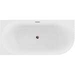 MEXEN/S - Gia voľne stojaca rohová vaňa reliéf ľavá 150 x 75, biela lesk, sifón a prepad ružové zlato 52701507500L-60