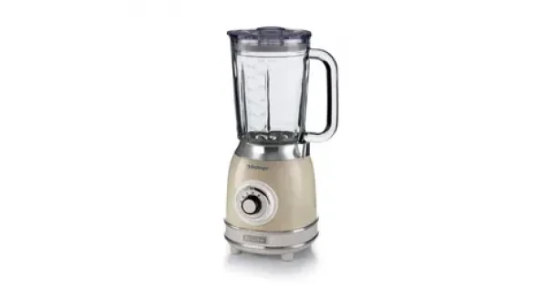Ariete 583 Vintage béžová / Sklenený stolný mixér / 1000 W / 1.5 l / 4 rýchlosti + pulz (0583CR)