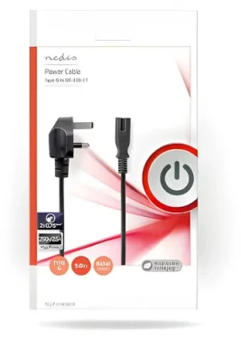 Nedis napájací kábel UK Type G - IEC-320-C7 čierna / Napájací kábel / 5 m / 250 V / 3 A (PCGP11140BK50)