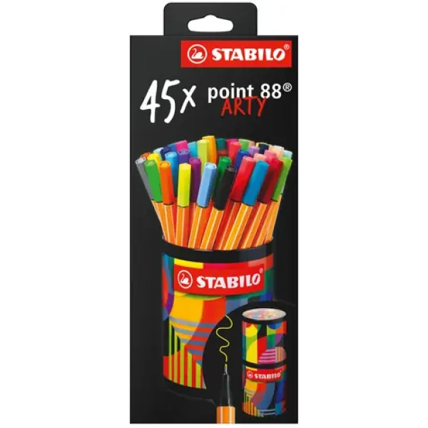 STABILO® point 88 - ARTY - 45 ks plechová dóza - 45 rôznych farieb (88/45-2-20)