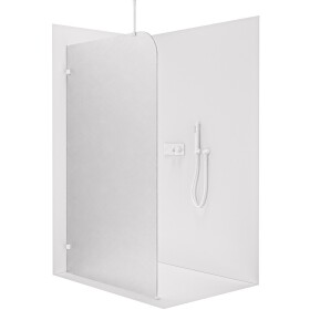 CERANO - Sprchová zástena Walk-in Orbis Top Round - Ľavá - 8 mm - guľatá vzpera - biela matná, mliečne sklo - 120x200 CER-682552