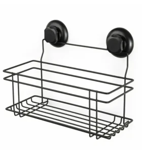 Compactor Bestlock Polička do kúpeľne s prísavkami čierna / bez vŕtania / až 12kg (RAN9788)