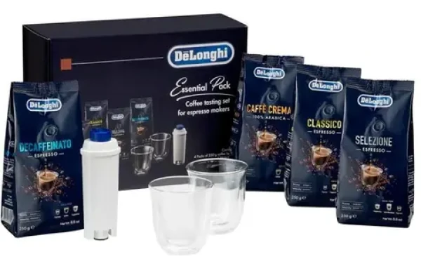 DeLonghi DLSC317 / Sada kávy a príslušenstva / 4× 250 g zrnková káva / 2 šálky na cappuccino / vodný filter (100002201968)