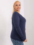 Námořnicky modrý klasický plus size svetr s kulatým výstřihem XL / XXL