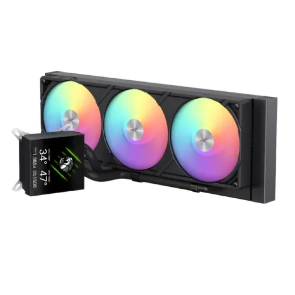 Gamemax Glacier 360 LCD čierna / Vodný chladič CPU / AIO / 3x 120 mm / LCD displej (GLACIER 360 LCD BK)