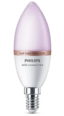 Philips SMART C37 E14 4.9W biela / múdra LED žiarovka / RGBW / 470 lm / 2200 - 6500 k / stmievateľná (929002448821)
