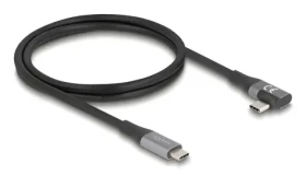 DeLock USB4 Thunderbolt 4 čierna / Kábel / USB-C rovný - USB-C lomený / 40 Gbps / PD 240 W / 1 m (81131)
