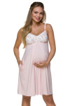 Dámska tehotenská nočná košeľa 3122 Light Pink with White - LupoLine S-36 světle růžová