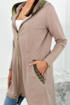 Dámska dlhšia mikina s ozdobnou stuhou 9320 Beige - K-Fashion UNI béžová