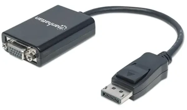Manhattan adaptér DisplayPort na VGA čierny / Adaptér / aktívny / max. 1920x1200 / pozlátené konektory (151962)